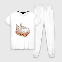 Пижама хлопковая женская Тоторо в коробке, цвет: белый