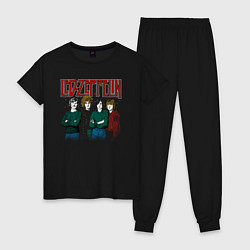 Пижама хлопковая женская Led Zeppelin винтаж, цвет: черный