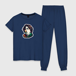 Пижама хлопковая женская Оскар Уайльд арт, цвет: тёмно-синий