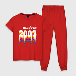 Пижама хлопковая женская Made in 2003 liquid art, цвет: красный