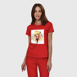 Пижама хлопковая женская Красивая Юки Асуна, цвет: красный — фото 2