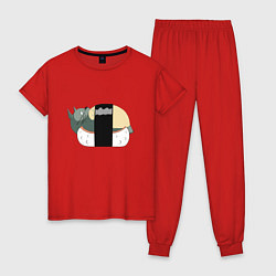 Пижама хлопковая женская Тоторо суши, цвет: красный