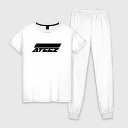 Пижама хлопковая женская Ateez big logo, цвет: белый
