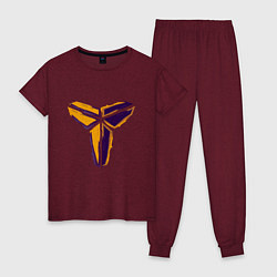 Пижама хлопковая женская Kobe logo, цвет: меланж-бордовый