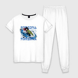 Пижама хлопковая женская Гию Томиока в сражении, цвет: белый
