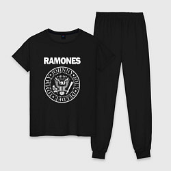 Пижама хлопковая женская Ramones Blitzkrieg Bop, цвет: черный