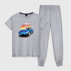 Пижама хлопковая женская Маслкар Chevrolet Corvette Stingray, цвет: меланж