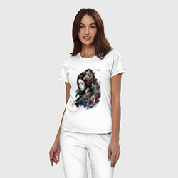 Пижама хлопковая женская Девушка в стиле ирезуми, цвет: белый — фото 2