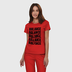 Пижама хлопковая женская Balance надпись с кругом, цвет: красный — фото 2