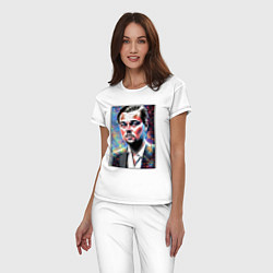 Пижама хлопковая женская Леонардо Ди Каприо поп-арт, цвет: белый — фото 2