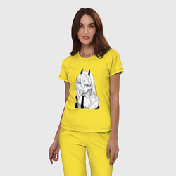 Пижама хлопковая женская Пауэр с рожками - человек бензопила, цвет: желтый — фото 2