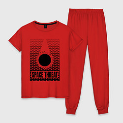 Пижама хлопковая женская Космическая угроза, цвет: красный