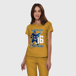 Пижама хлопковая женская Кучеров Никита, цвет: горчичный — фото 2