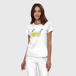 Пижама хлопковая женская Веселая яичница, цвет: белый — фото 2
