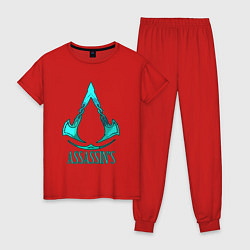 Пижама хлопковая женская Assassins Creed art, цвет: красный