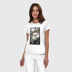Пижама хлопковая женская Санкт-Петербург котик, цвет: белый — фото 2