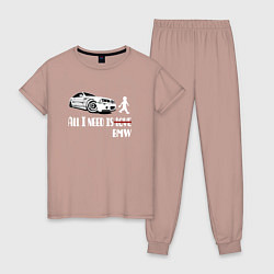 Пижама хлопковая женская BMW и любовь, цвет: пыльно-розовый