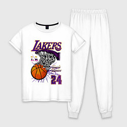 Пижама хлопковая женская LA Lakers Kobe, цвет: белый