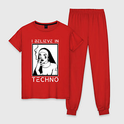 Пижама хлопковая женская Техно монашка, цвет: красный
