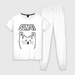 Пижама хлопковая женская Sum41 - rock cat, цвет: белый