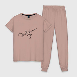 Пижама хлопковая женская Джон Леннон - автограф, цвет: пыльно-розовый