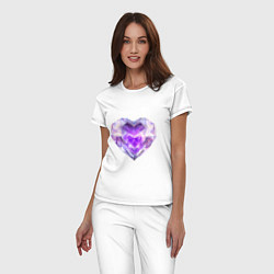 Пижама хлопковая женская Хрустальное сиреневое сердце, цвет: белый — фото 2
