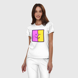 Пижама хлопковая женская Позитивный квадрат, цвет: белый — фото 2