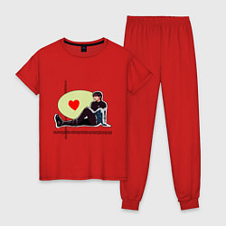Пижама хлопковая женская Тэхен модник, цвет: красный