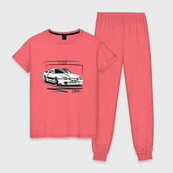 Пижама хлопковая женская Toyota Supra MK3, цвет: коралловый