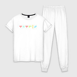 Пижама хлопковая женская Минималистичный дизайн с названием игры Тетрис, цвет: белый