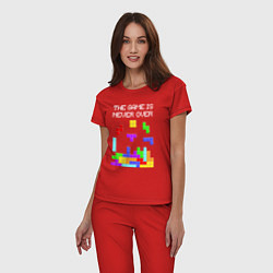 Пижама хлопковая женская Tetris - the game is never over, цвет: красный — фото 2