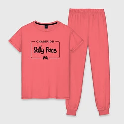 Пижама хлопковая женская Sally Face gaming champion: рамка с лого и джойсти, цвет: коралловый