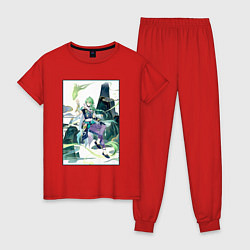 Пижама хлопковая женская Бай Чжу Геншин импакт, цвет: красный
