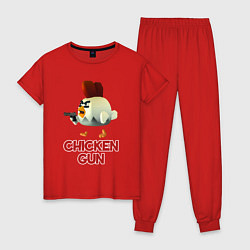 Пижама хлопковая женская Chicken Gun chick, цвет: красный