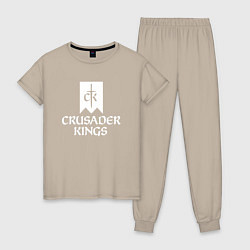 Пижама хлопковая женская Crusader Kings логотип, цвет: миндальный