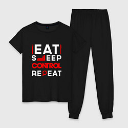 Женская пижама Надпись eat sleep Control repeat