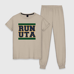 Пижама хлопковая женская Run Utah Jazz, цвет: миндальный