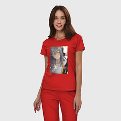 Пижама хлопковая женская Первопроходец за стеклом, цвет: красный — фото 2