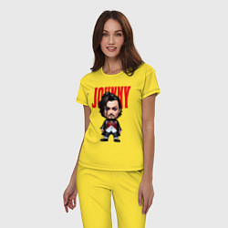 Пижама хлопковая женская Johnny Depp - cool dude - pop art, цвет: желтый — фото 2
