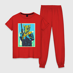 Пижама хлопковая женская Опасный Рихтер, цвет: красный