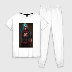 Пижама хлопковая женская Jinx fantasy Arcane League of Legends, цвет: белый