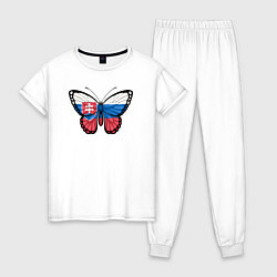 Пижама хлопковая женская Словакия бабочка, цвет: белый