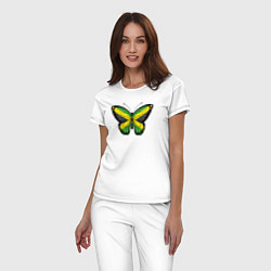 Пижама хлопковая женская Ямайка бабочка, цвет: белый — фото 2