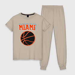 Пижама хлопковая женская Miami ball, цвет: миндальный