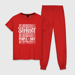 Пижама хлопковая женская Slipknot bar code, цвет: красный
