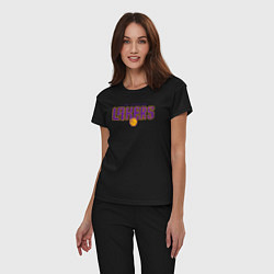 Пижама хлопковая женская Team Lakers, цвет: черный — фото 2