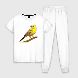 Пижама хлопковая женская Домашняя канарейка, цвет: белый