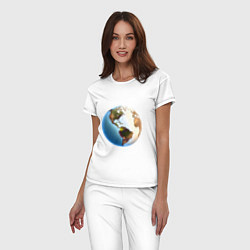 Пижама хлопковая женская Глобус мира, цвет: белый — фото 2