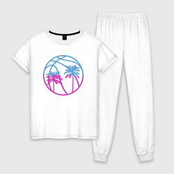 Пижама хлопковая женская Miami beach, цвет: белый