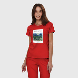 Пижама хлопковая женская Ван Гог Van Gogh The Olive Trees, цвет: красный — фото 2